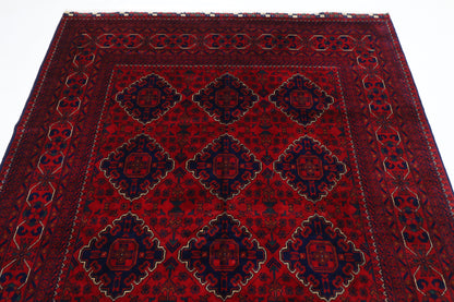 174 x 249 cm | Red Tribal Area Rug Afghan Hand Knotted Veg Dye Wool carpet