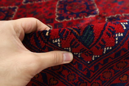 174 x 249 cm | Red Tribal Area Rug Afghan Hand Knotted Veg Dye Wool carpet