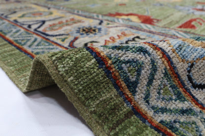 250 x 294 cm | Oushak Green Afghan Tribal Hand Knotted Wool Carpet