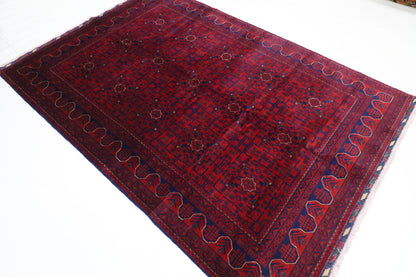 169 x 248 cm | Red Tribal Area Rug Afghan Hand Knotted Veg Dye Wool carpet