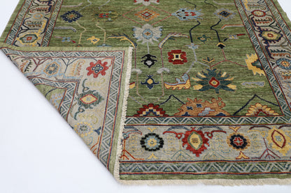 250 x 294 cm | Oushak Green Afghan Tribal Hand Knotted Wool Carpet