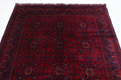 169 x 248 cm | Red Tribal Area Rug Afghan Hand Knotted Veg Dye Wool carpet