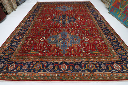308 x 425 cm | Red Afghan Tribal Hand Knotted Natural Veg Dye Wool Carpet
