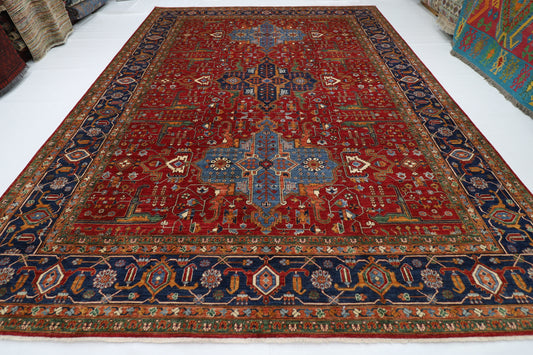 308 x 425 cm | Red Afghan Tribal Hand Knotted Natural Veg Dye Wool Carpet