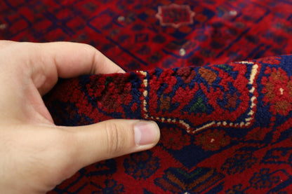 169 x 248 cm | Red Tribal Area Rug Afghan Hand Knotted Veg Dye Wool carpet