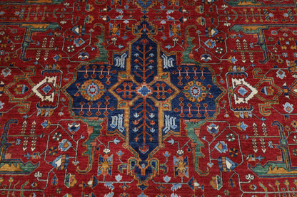 308 x 425 cm | Red Afghan Tribal Hand Knotted Natural Veg Dye Wool Carpet