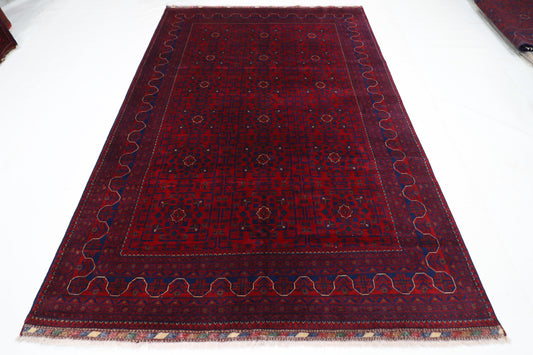 198 x 296 cm | Red Tribal Area Rug Afghan Hand Knotted Veg Dye Wool carpet