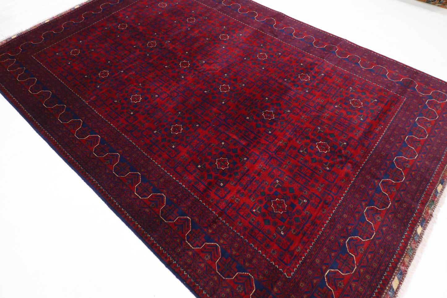 198 x 296 cm | Red Tribal Area Rug Afghan Hand Knotted Veg Dye Wool carpet