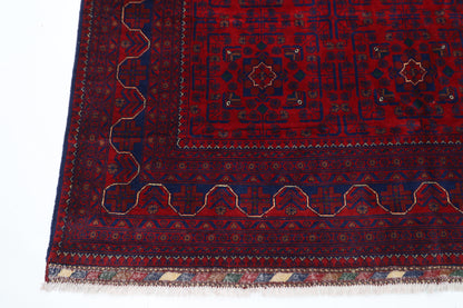 198 x 296 cm | Red Tribal Area Rug Afghan Hand Knotted Veg Dye Wool carpet