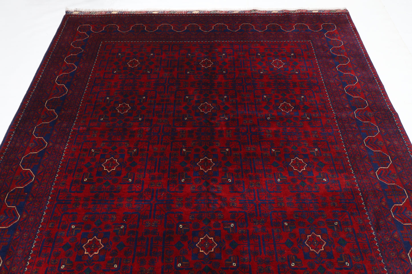 198 x 296 cm | Red Tribal Area Rug Afghan Hand Knotted Veg Dye Wool carpet