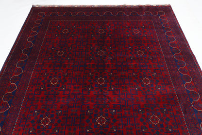 198 x 296 cm | Red Tribal Area Rug Afghan Hand Knotted Veg Dye Wool carpet