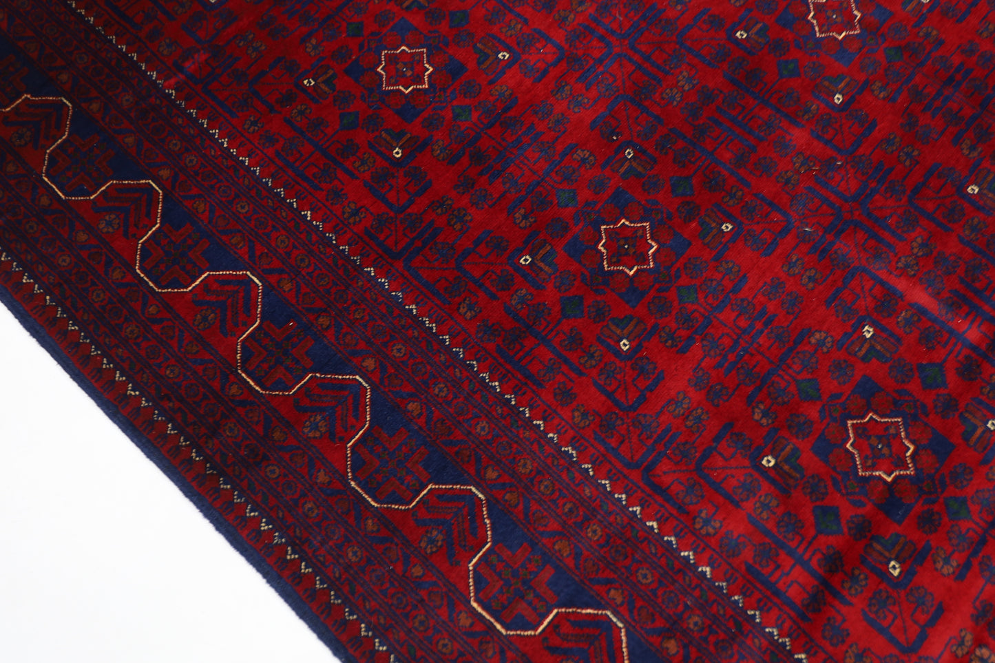 198 x 296 cm | Red Tribal Area Rug Afghan Hand Knotted Veg Dye Wool carpet