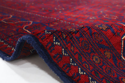 198 x 296 cm | Red Tribal Area Rug Afghan Hand Knotted Veg Dye Wool carpet