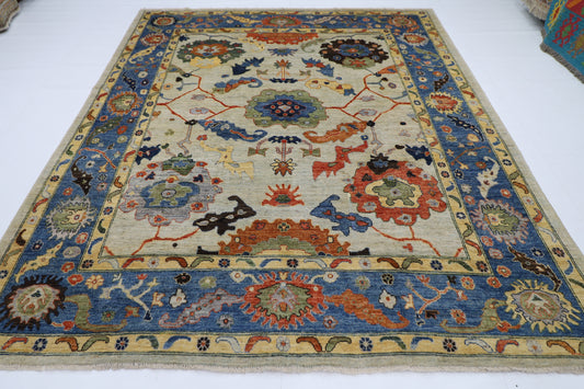 253 x 296 cm | Oushak Afghan Tribal Hand Knotted Natural Veg Dye Wool Carpet