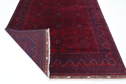 198 x 296 cm | Red Tribal Area Rug Afghan Hand Knotted Veg Dye Wool carpet