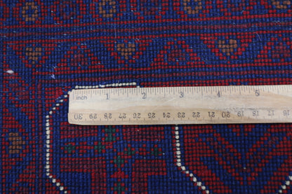 198 x 296 cm | Red Tribal Area Rug Afghan Hand Knotted Veg Dye Wool carpet