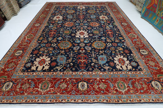 307 x 413 cm | Navy Bidjar Afghan Tribal Hand Knotted Natural Veg Dye Wool Carpet