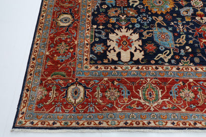 307 x 413 cm | Navy Bidjar Afghan Tribal Hand Knotted Natural Veg Dye Wool Carpet