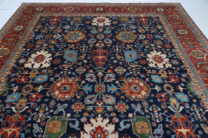 307 x 413 cm | Navy Bidjar Afghan Tribal Hand Knotted Natural Veg Dye Wool Carpet