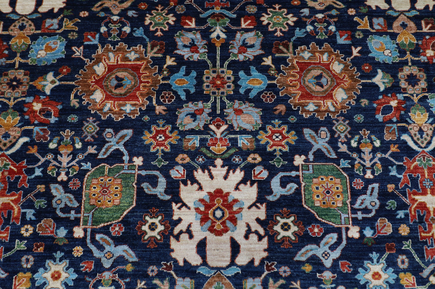 307 x 413 cm | Navy Bidjar Afghan Tribal Hand Knotted Natural Veg Dye Wool Carpet