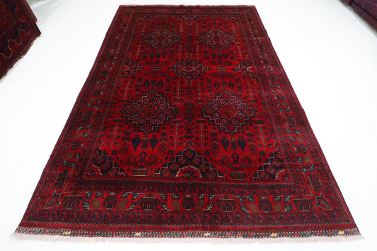 201 x 302 cm | Red Tribal Area Rug Afghan Hand Knotted Veg Dye Wool carpet