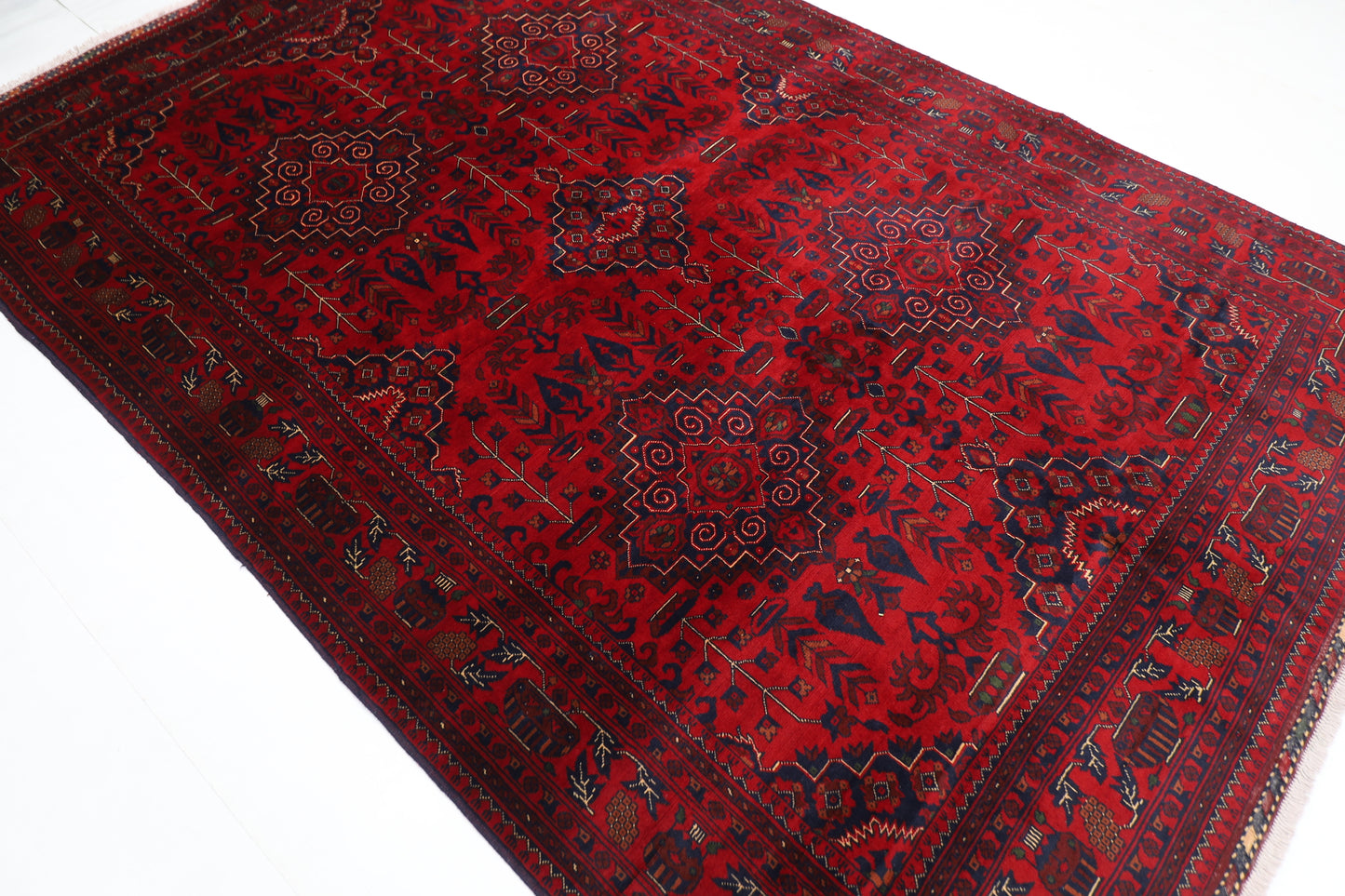 201 x 302 cm | Red Tribal Area Rug Afghan Hand Knotted Veg Dye Wool carpet