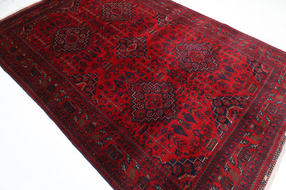 201 x 302 cm | Red Tribal Area Rug Afghan Hand Knotted Veg Dye Wool carpet