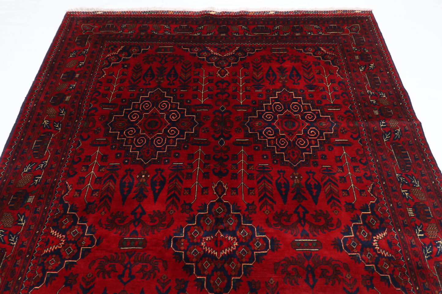 201 x 302 cm | Red Tribal Area Rug Afghan Hand Knotted Veg Dye Wool carpet