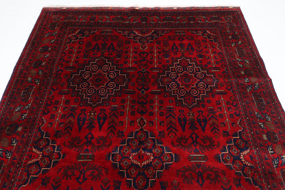 201 x 302 cm | Red Tribal Area Rug Afghan Hand Knotted Veg Dye Wool carpet