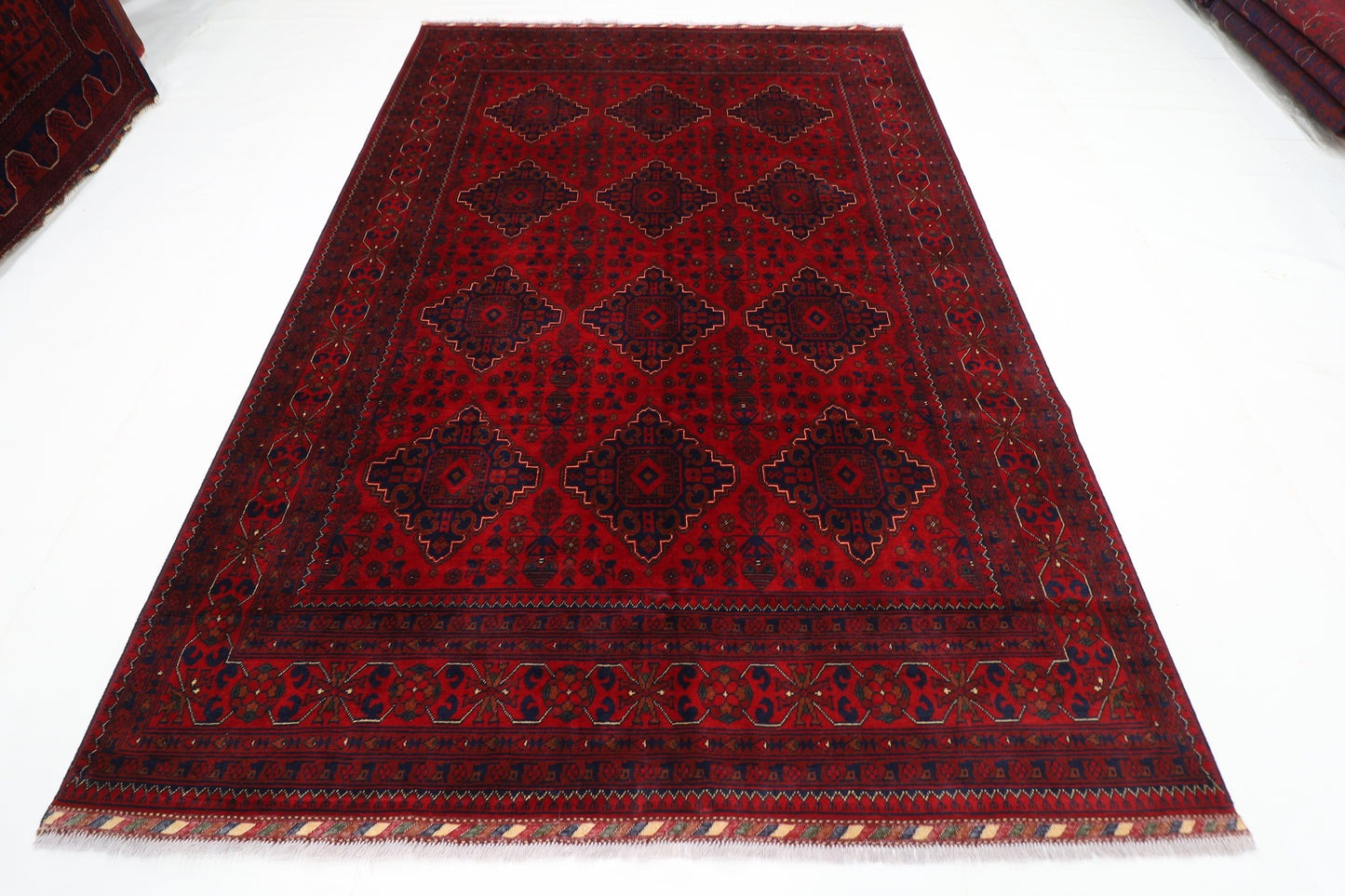 203 x 300 cm | Red Tribal Area Rug Afghan Hand Knotted Veg Dye Wool carpet