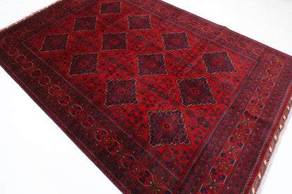 203 x 300 cm | Red Tribal Area Rug Afghan Hand Knotted Veg Dye Wool carpet