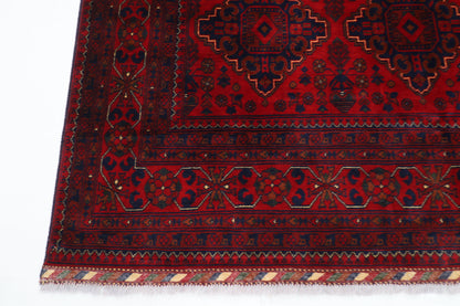 203 x 300 cm | Red Tribal Area Rug Afghan Hand Knotted Veg Dye Wool carpet