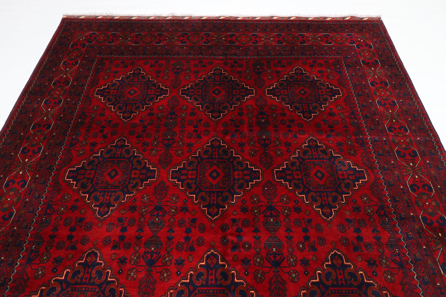 203 x 300 cm | Red Tribal Area Rug Afghan Hand Knotted Veg Dye Wool carpet