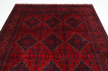 203 x 300 cm | Red Tribal Area Rug Afghan Hand Knotted Veg Dye Wool carpet