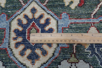 274 x 360 cm | Bidjar Green Afghan Tribal Hand Knotted Natural Veg Dye Wool Carpet