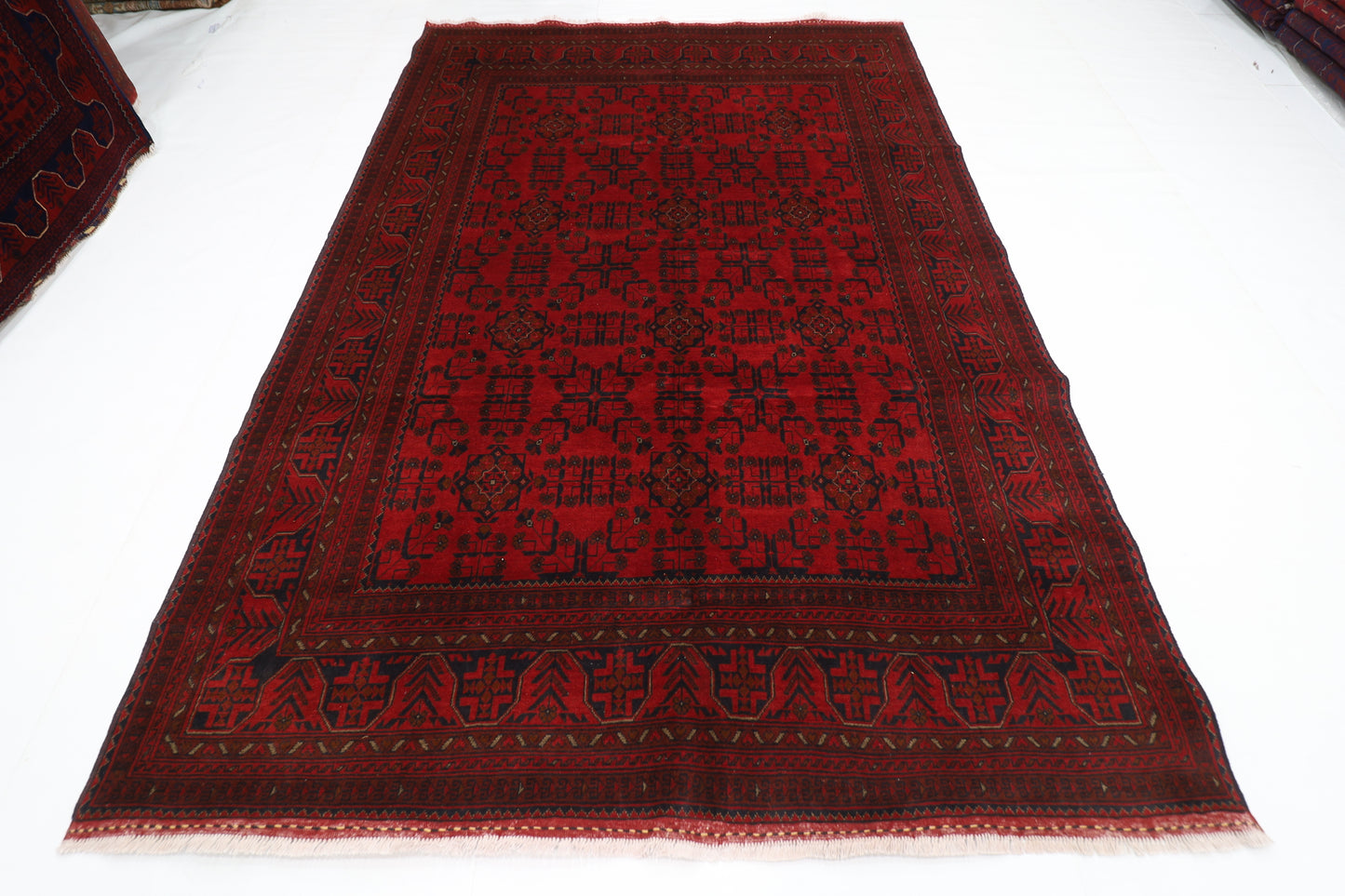 201 x 297 cm | Red Tribal Area Rug Afghan Hand Knotted Veg Dye Wool carpet