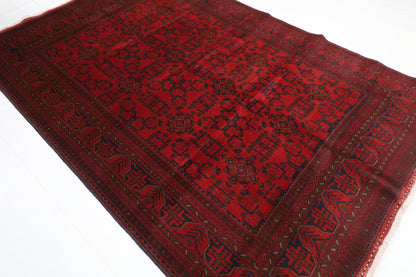 201 x 297 cm | Red Tribal Area Rug Afghan Hand Knotted Veg Dye Wool carpet