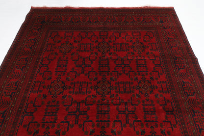 201 x 297 cm | Red Tribal Area Rug Afghan Hand Knotted Veg Dye Wool carpet