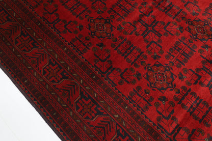201 x 297 cm | Red Tribal Area Rug Afghan Hand Knotted Veg Dye Wool carpet