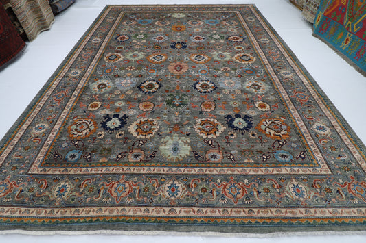 301 x 423 cm | Grey Bidjar Afghan Tribal Hand Knotted Natural Veg Dye Wool Carpet
