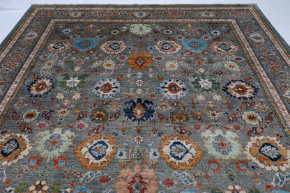 301 x 423 cm | Grey Bidjar Afghan Tribal Hand Knotted Natural Veg Dye Wool Carpet