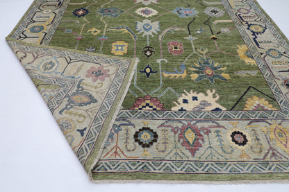 300 x 411 cm | Green Oushak Afghan Tribal Hand Knotted Natural Veg Dye Wool Carpet