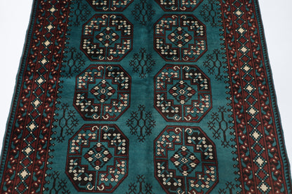 158 x 249 cm | Akja Bokhara Afghan Tribal Hand Knotted Veg Dye Wool Carpet