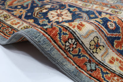 276 x 361 cm | Blueish Grey Afghan Tribal Hand Knotted Natural Veg Dye Wool Carpet