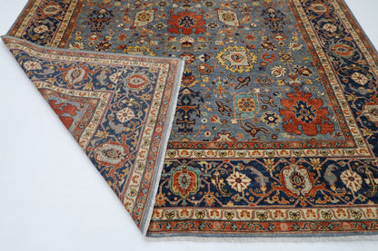 276 x 361 cm | Blueish Grey Afghan Tribal Hand Knotted Natural Veg Dye Wool Carpet