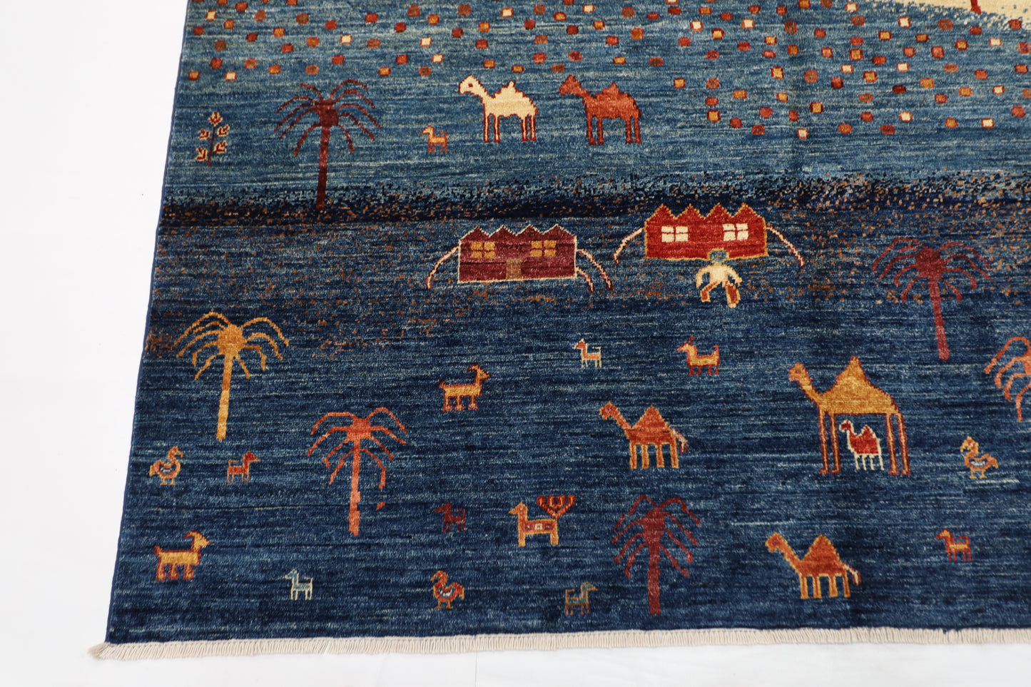 182 x 263 cm | Landscape Afghan Tribal Hand Knotted Veg Dye Wool Carpet