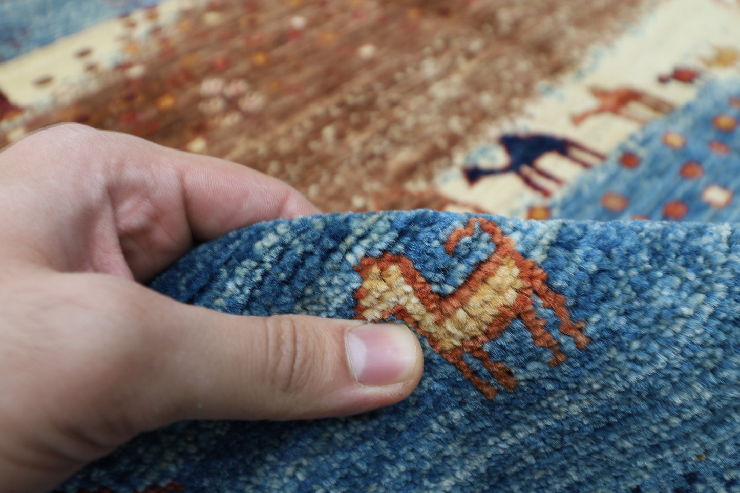 182 x 263 cm | Landscape Afghan Tribal Hand Knotted Veg Dye Wool Carpet