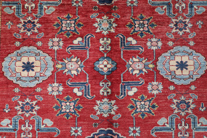 176 x 228 cm | Kazak Afghan Tribal Hand Knotted Veg Dye Wool Carpet