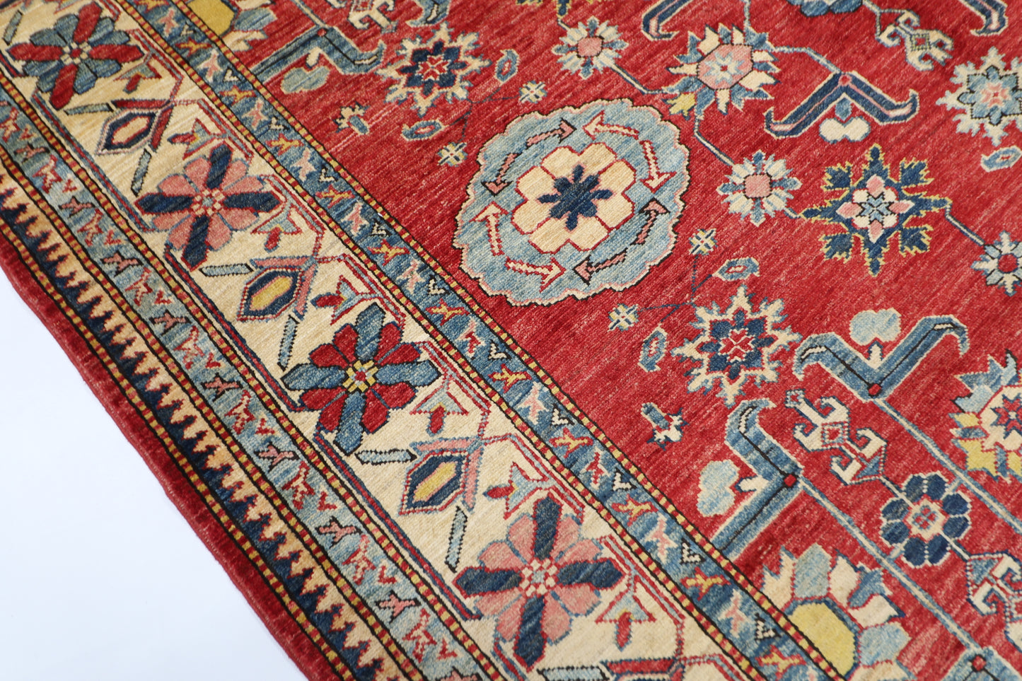176 x 228 cm | Kazak Afghan Tribal Hand Knotted Veg Dye Wool Carpet