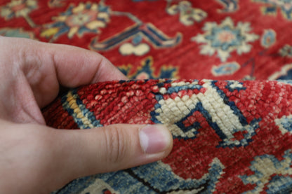 176 x 228 cm | Kazak Afghan Tribal Hand Knotted Veg Dye Wool Carpet